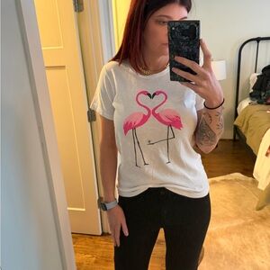 J crew T-Shirt with Pink Flamingo Print size M